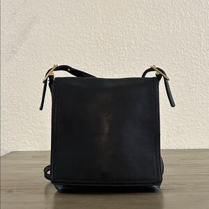 Coach Vintage Legacy Slim Flap Black Glove-Tanned Leather CrossBody Bag 9821